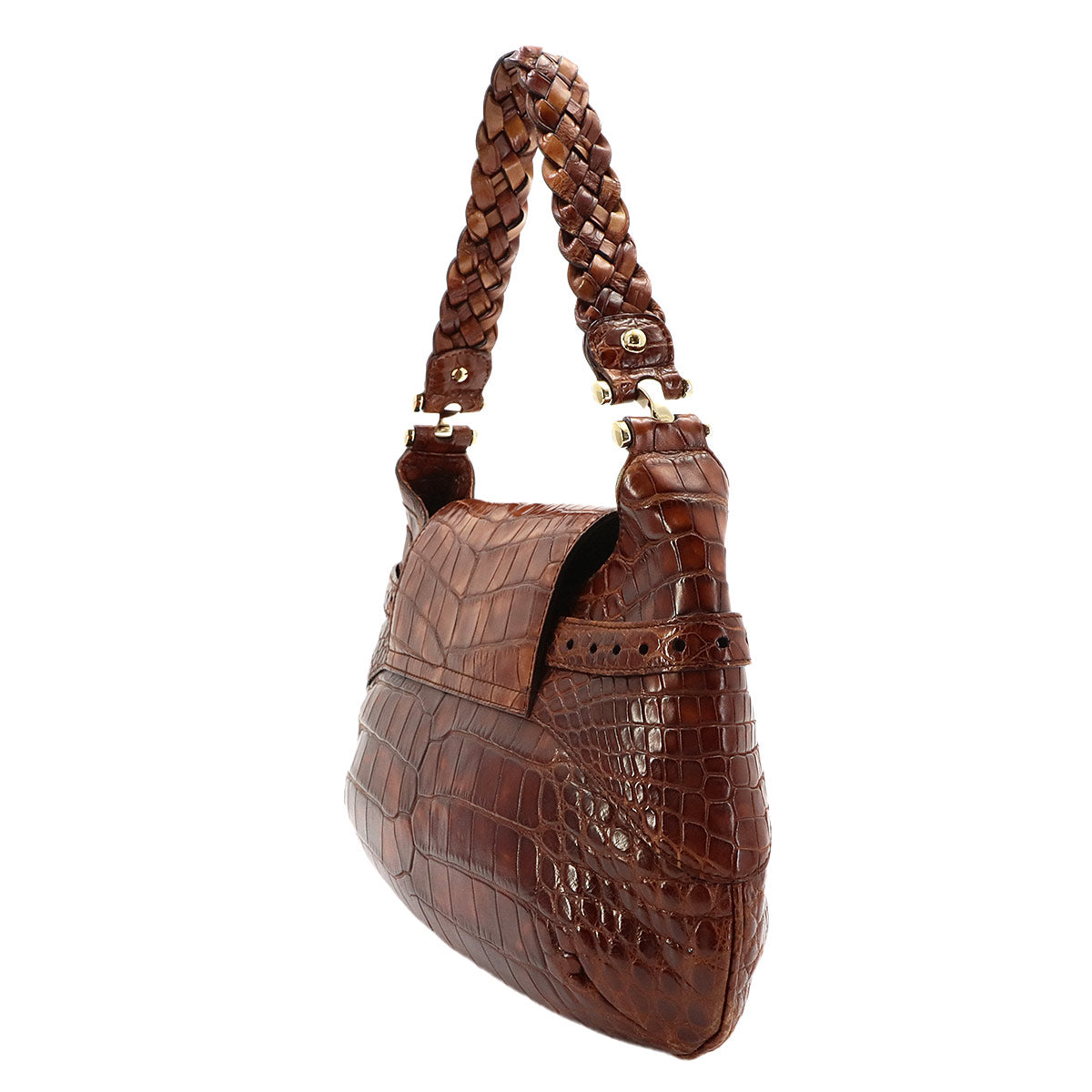 Horsebit Shoulder Bag Leather Brown 137592