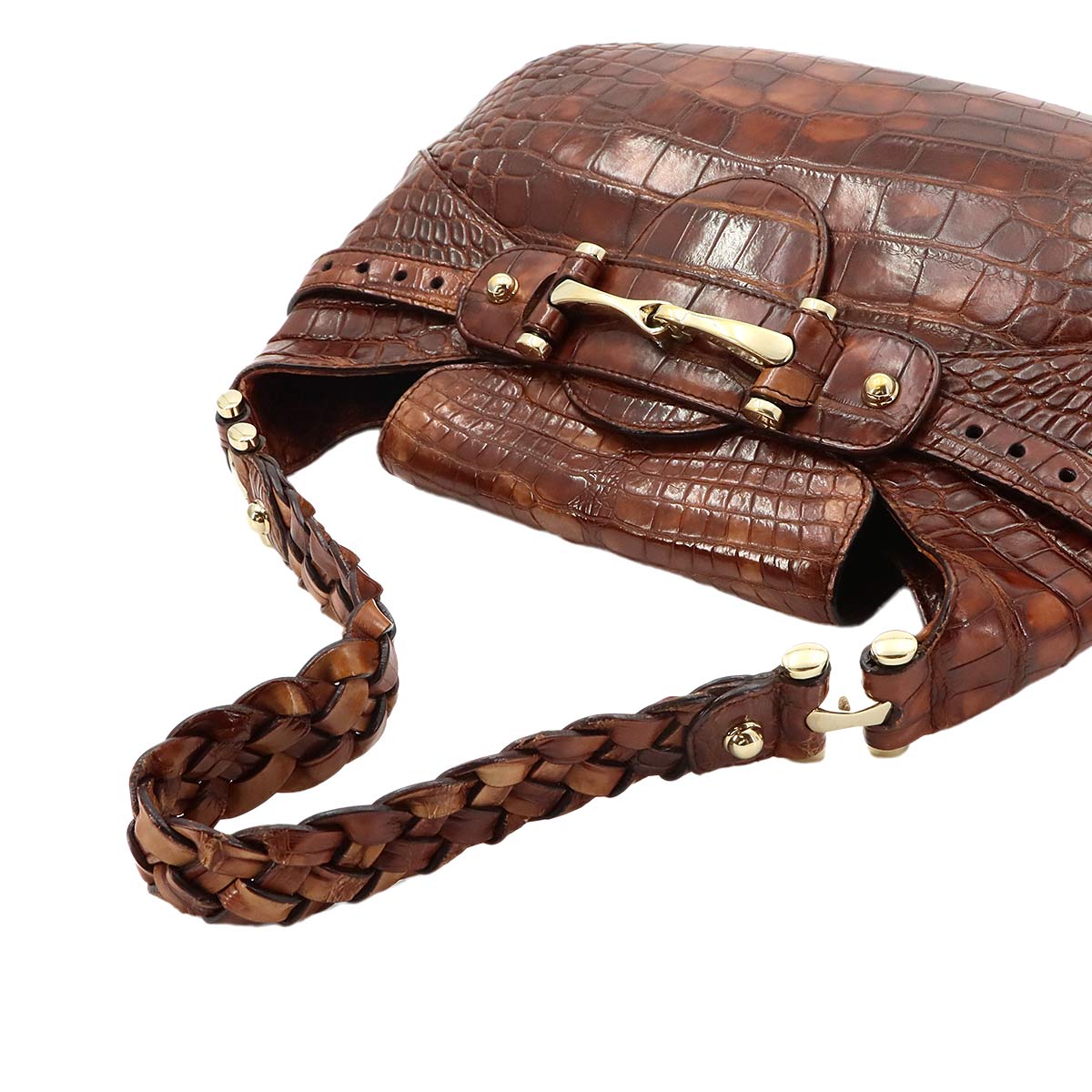 Horsebit Shoulder Bag Leather Brown 137592
