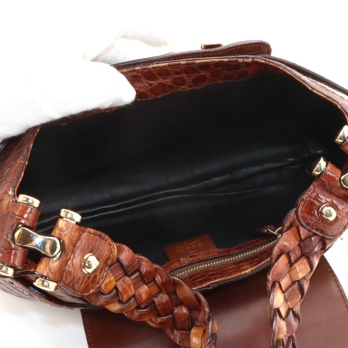 Horsebit Shoulder Bag Leather Brown 137592