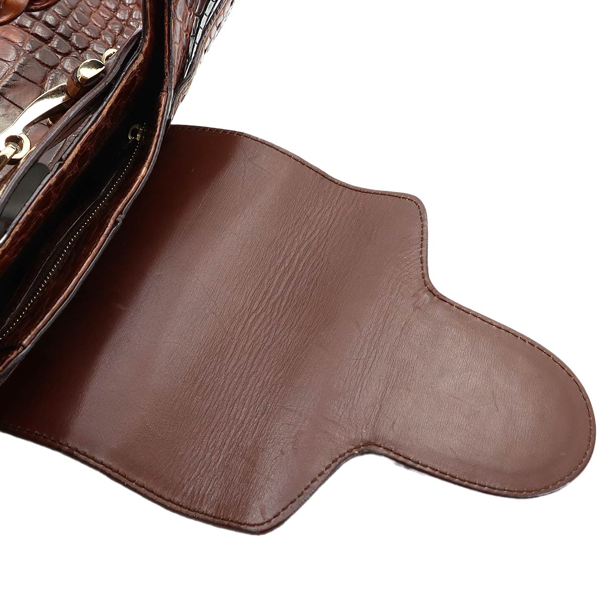 Horsebit Shoulder Bag Leather Brown 137592