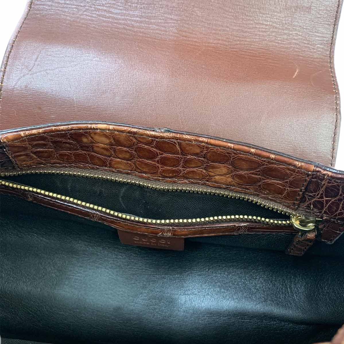Horsebit Shoulder Bag Leather Brown 137592