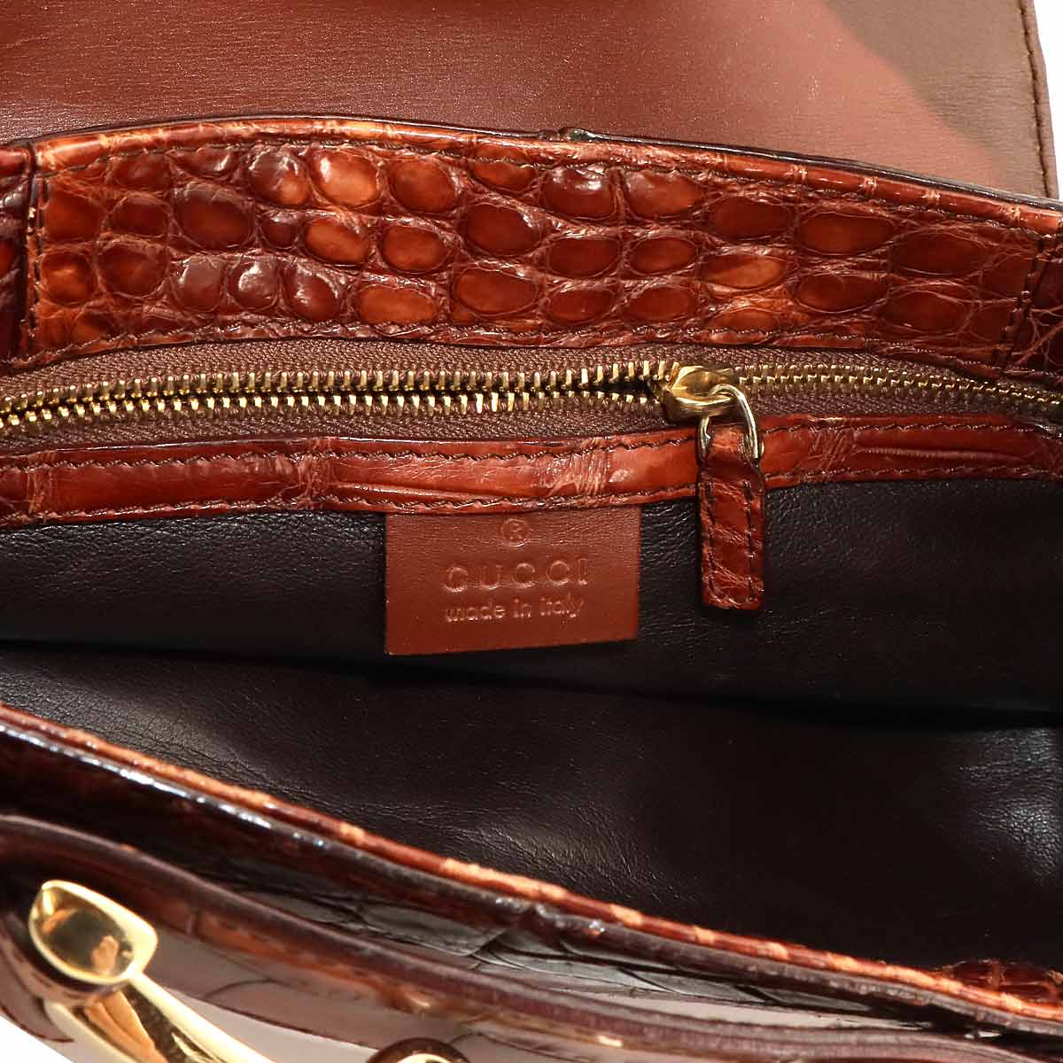 Horsebit Shoulder Bag Leather Brown 137592