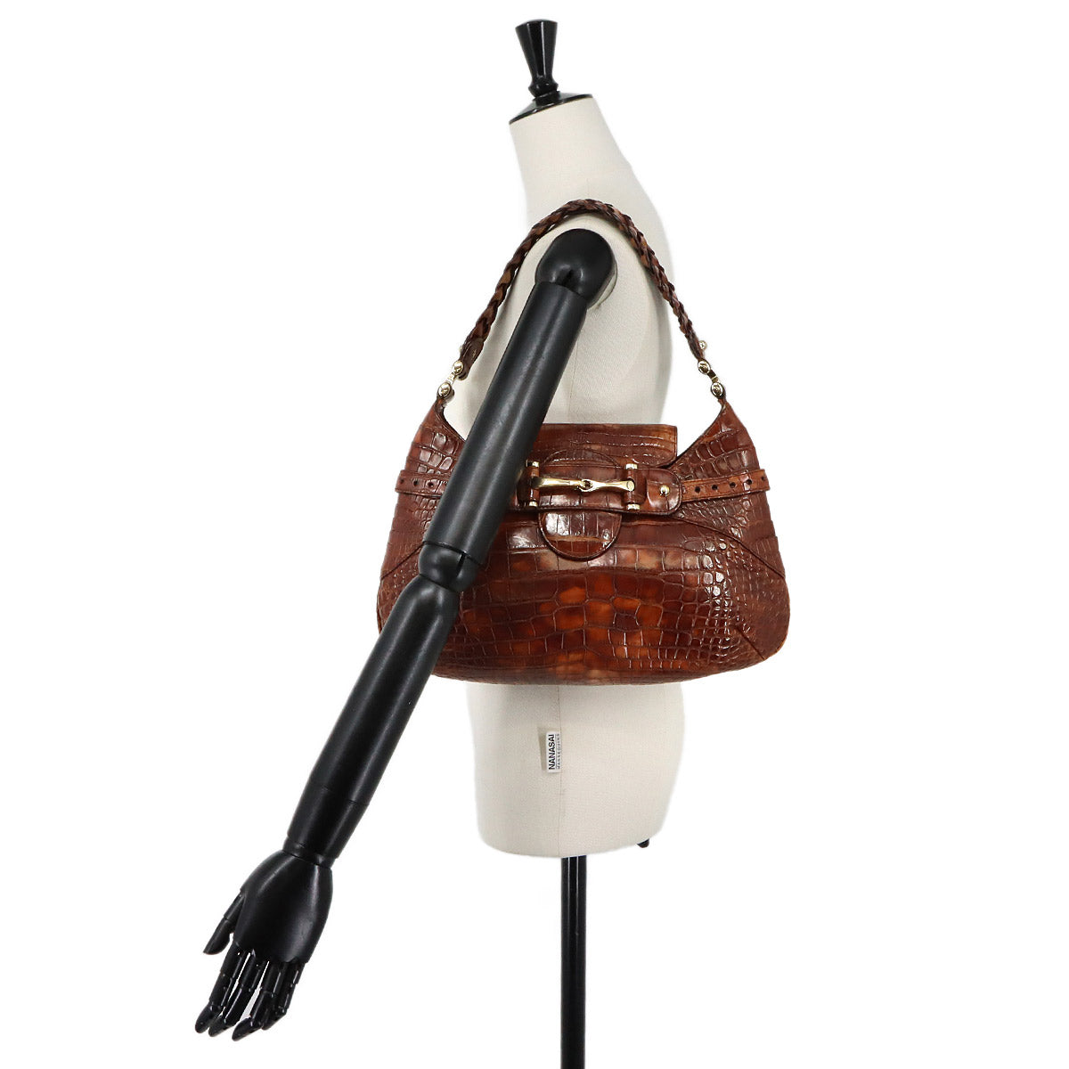 Horsebit Shoulder Bag Leather Brown 137592