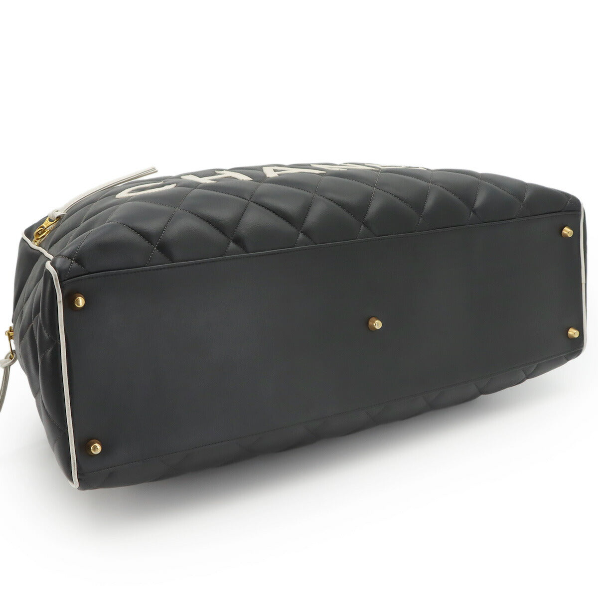 Matelasse Boston Bag Leather Black A05943 Vintage Bowling