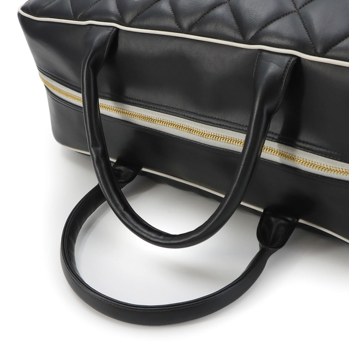 Matelasse Boston Bag Leather Black A05943 Vintage Bowling