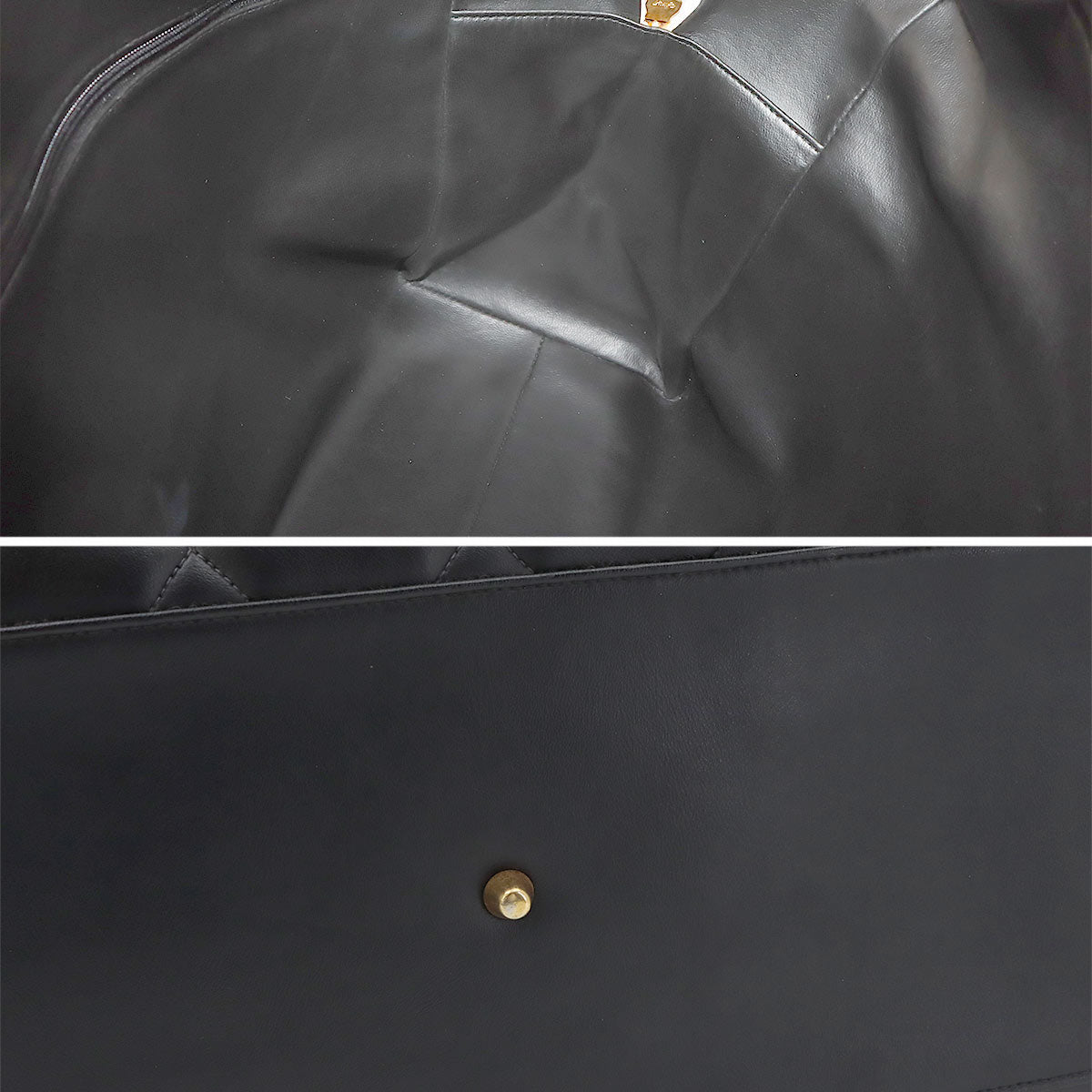 Matelasse Boston Bag Leather Black A05943 Vintage Bowling
