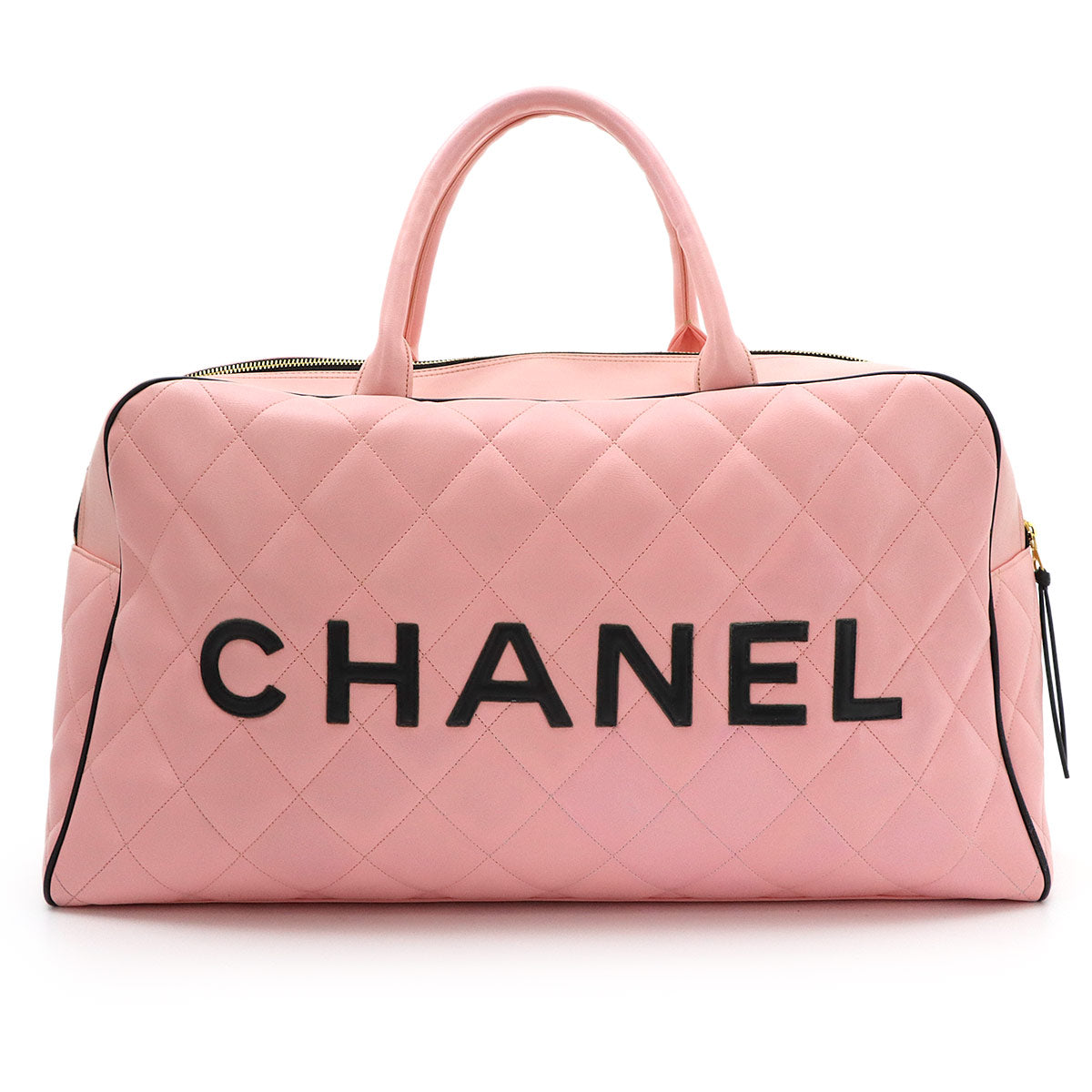Matelasse Boston Bag Leather Pink A05943 Vintage Bowling