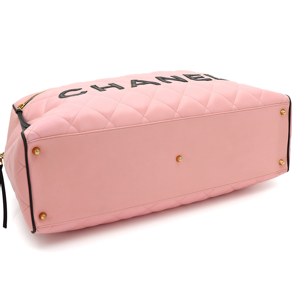 Matelasse Boston Bag Leather Pink A05943 Vintage Bowling