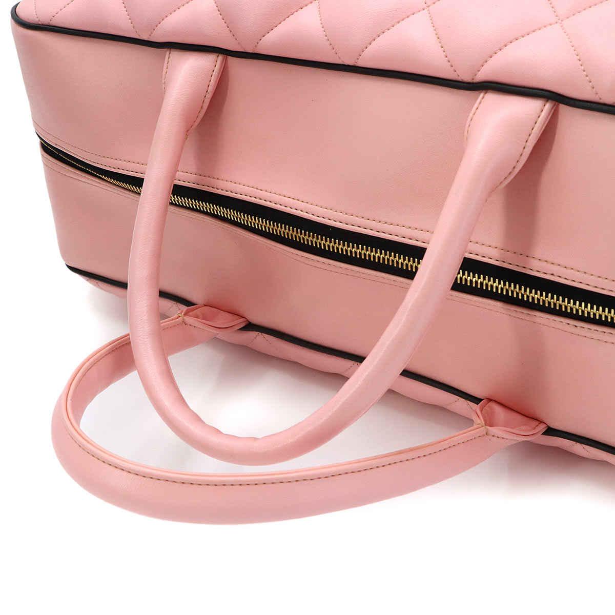 Matelasse Boston Bag Leather Pink A05943 Vintage Bowling