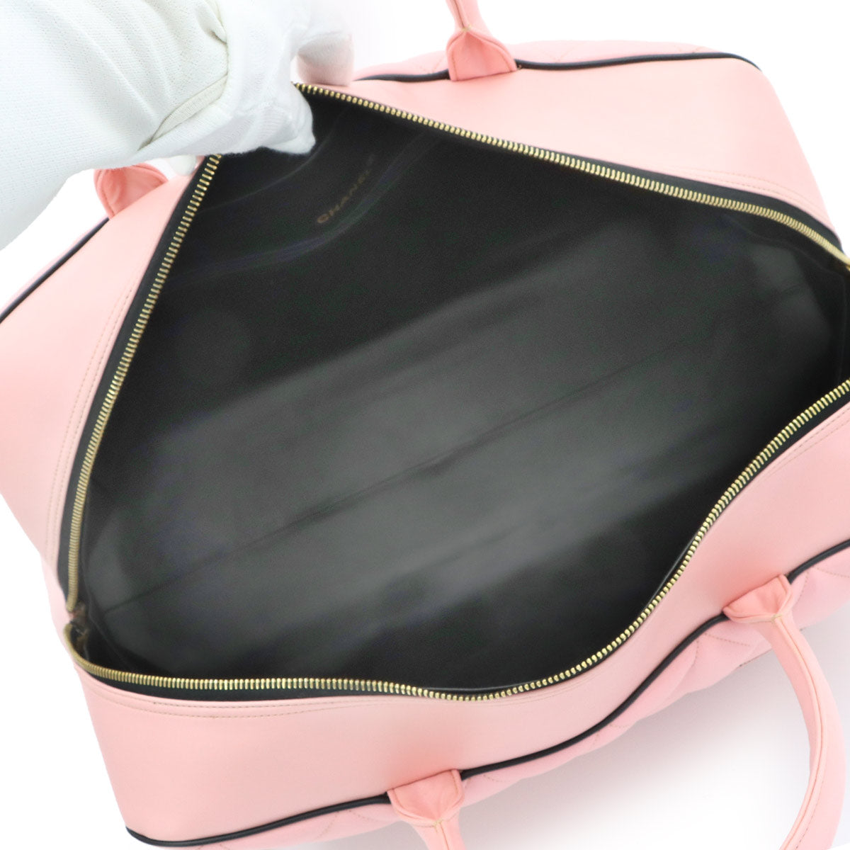 Matelasse Boston Bag Leather Pink A05943 Vintage Bowling