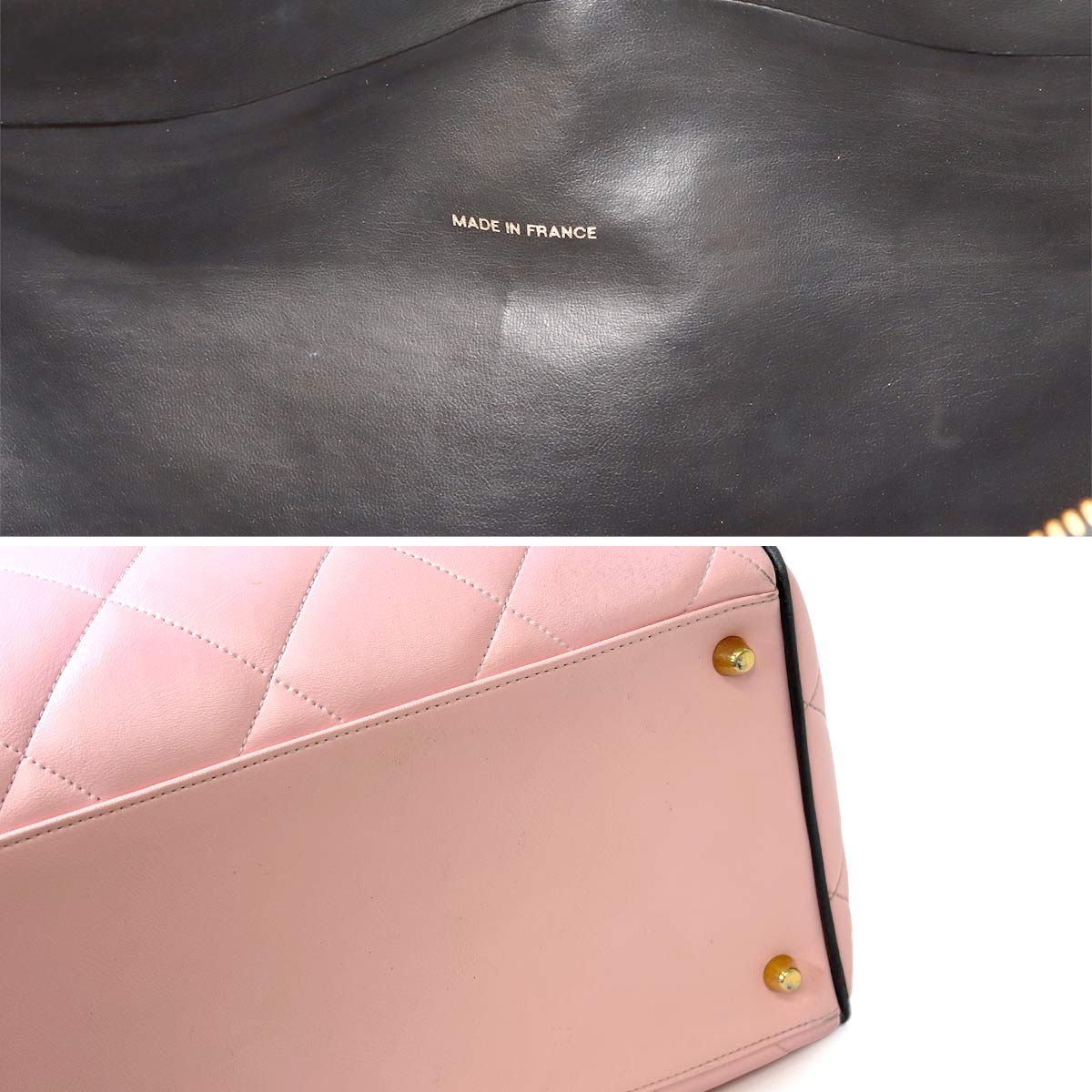 Matelasse Boston Bag Leather Pink A05943 Vintage Bowling