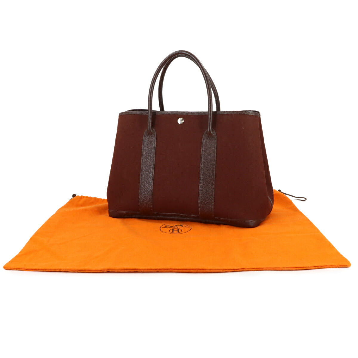 Garden Party PM Tote Bag Toile Officier Leather Havane