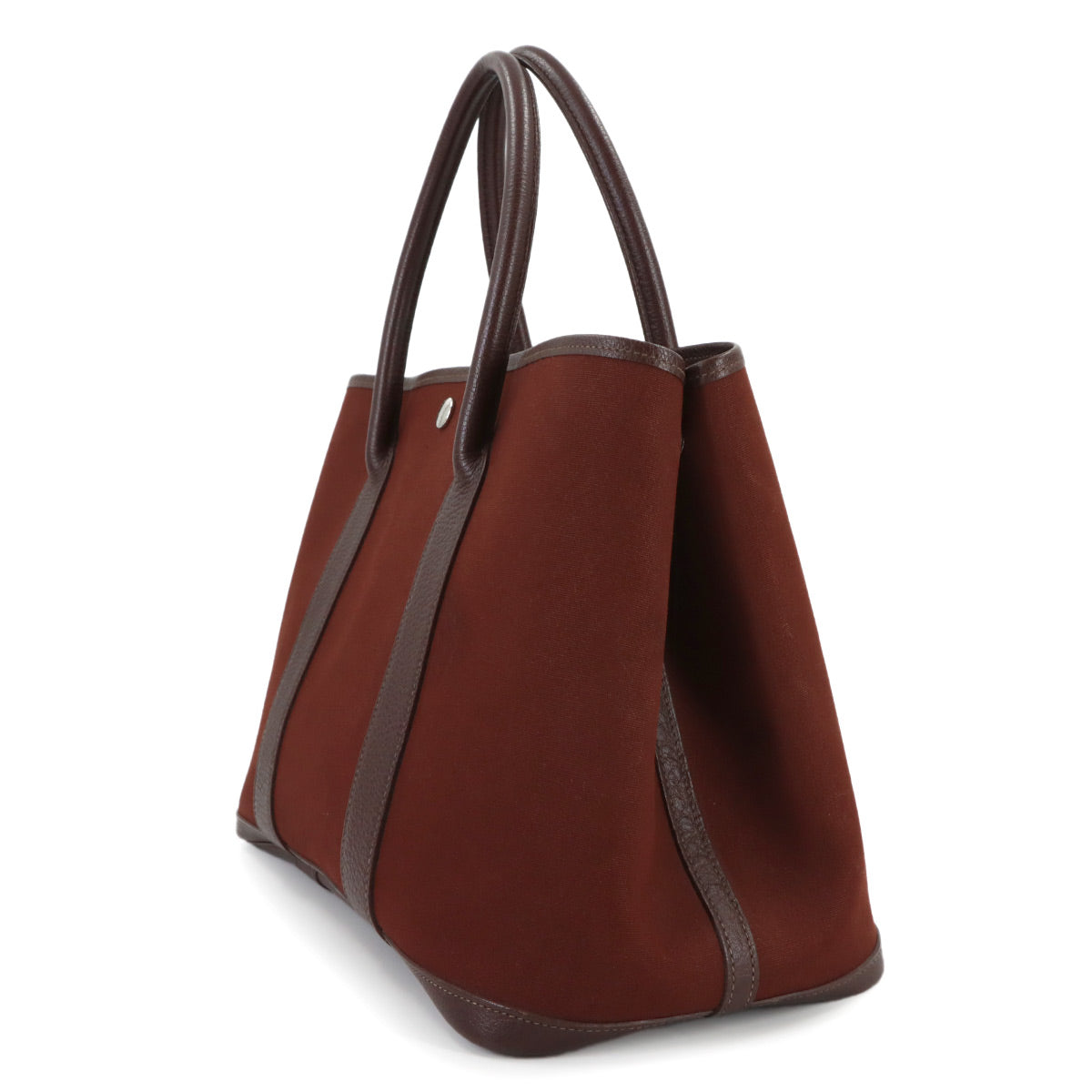 Garden Party PM Tote Bag Toile Officier Leather Havane