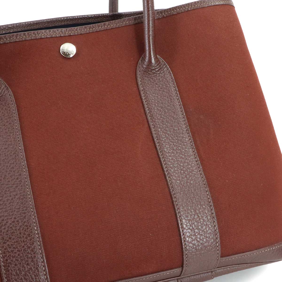 Garden Party PM Tote Bag Toile Officier Leather Havane