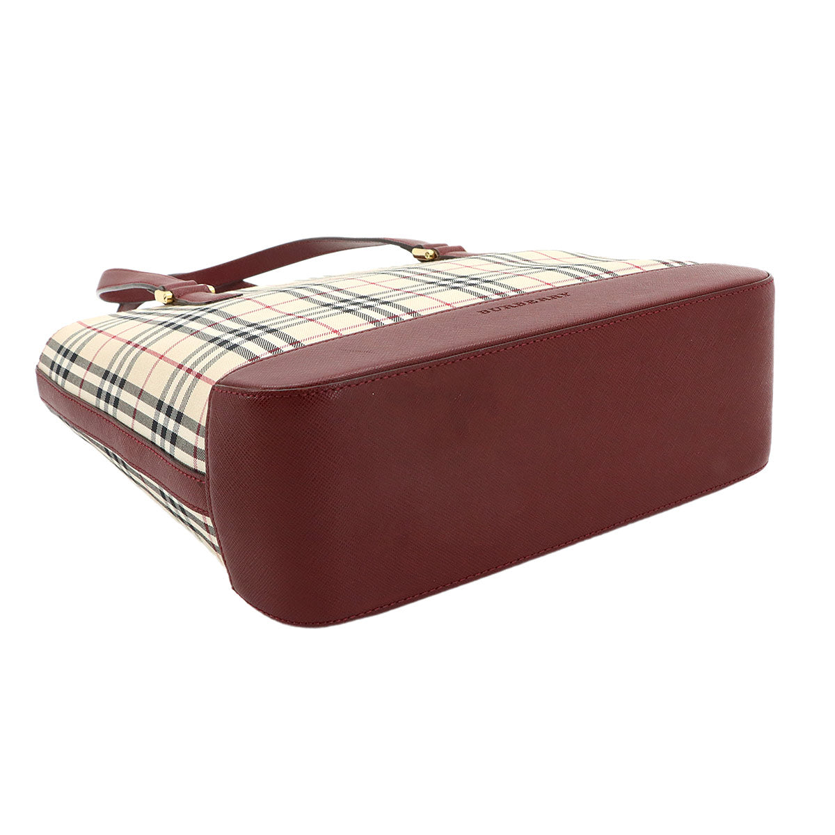 Hand Bag Canvas Leather Beige Bordeaux Purse