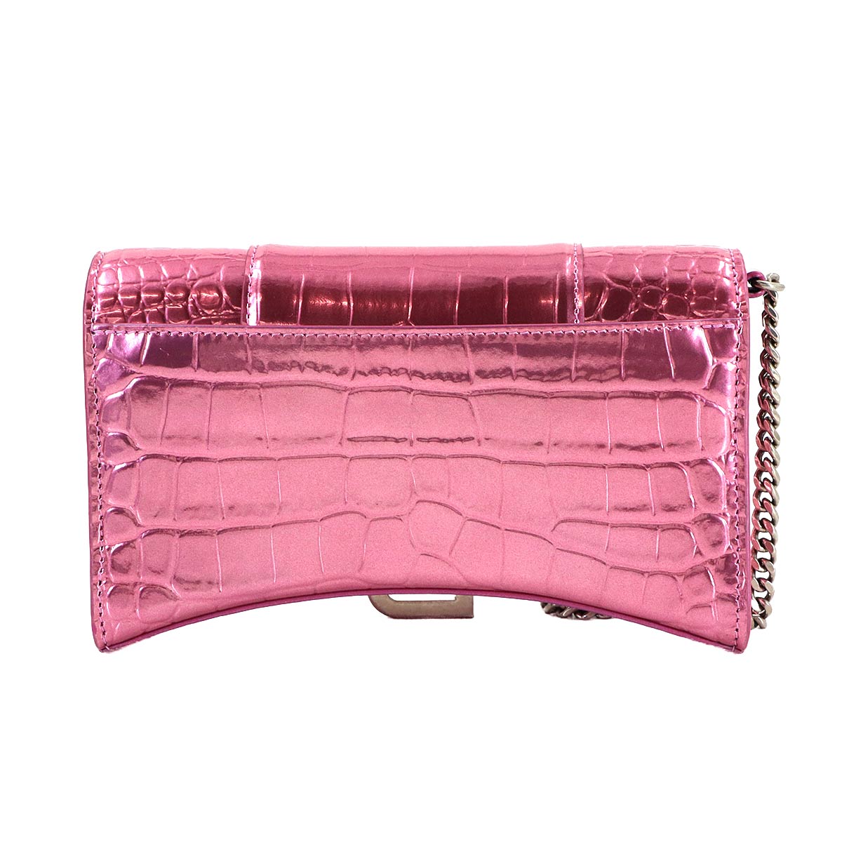 Hourglass Chain Long Wallet Metallic pink 656050 Emboss