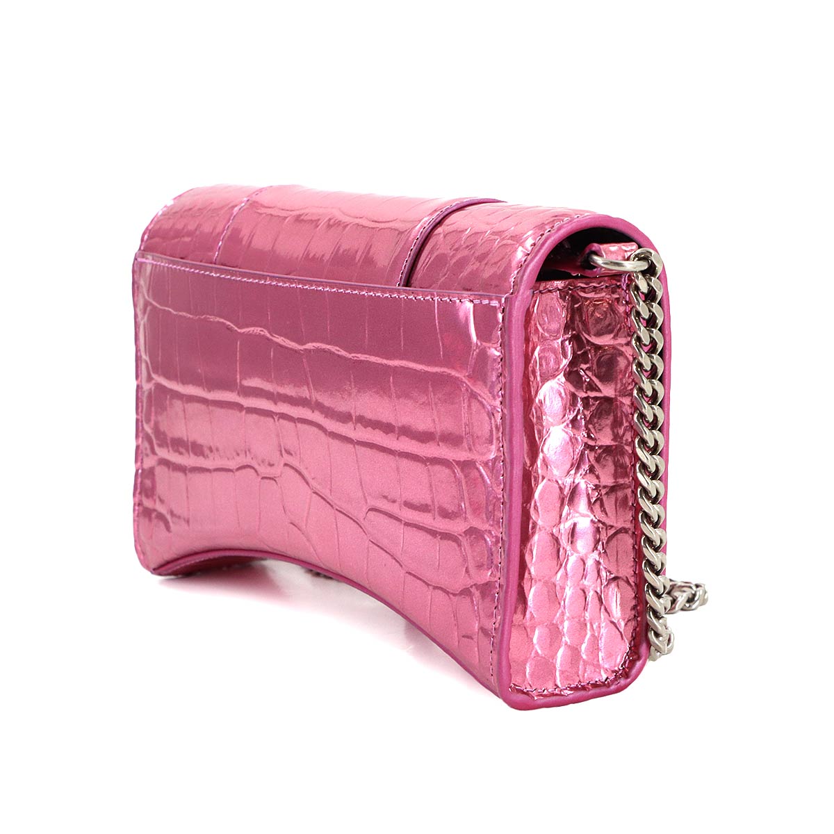 Hourglass Chain Long Wallet Metallic pink 656050 Emboss