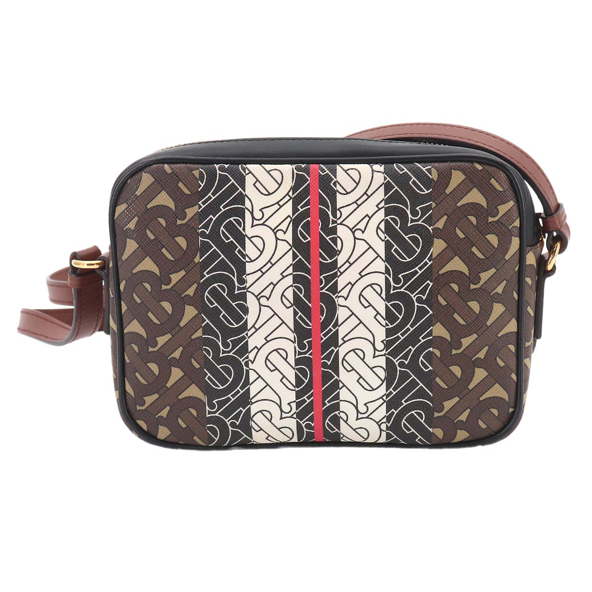 TB Monogram Stripe Camera Shoulder Bag PVC Leather 8021485