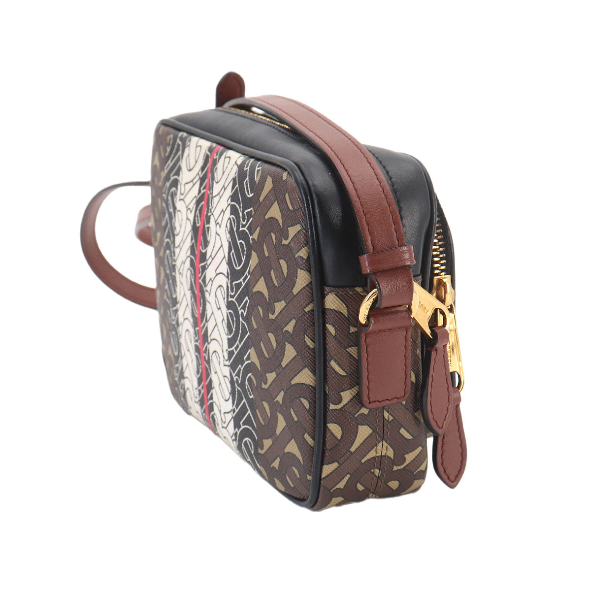 TB Monogram Stripe Camera Shoulder Bag PVC Leather 8021485