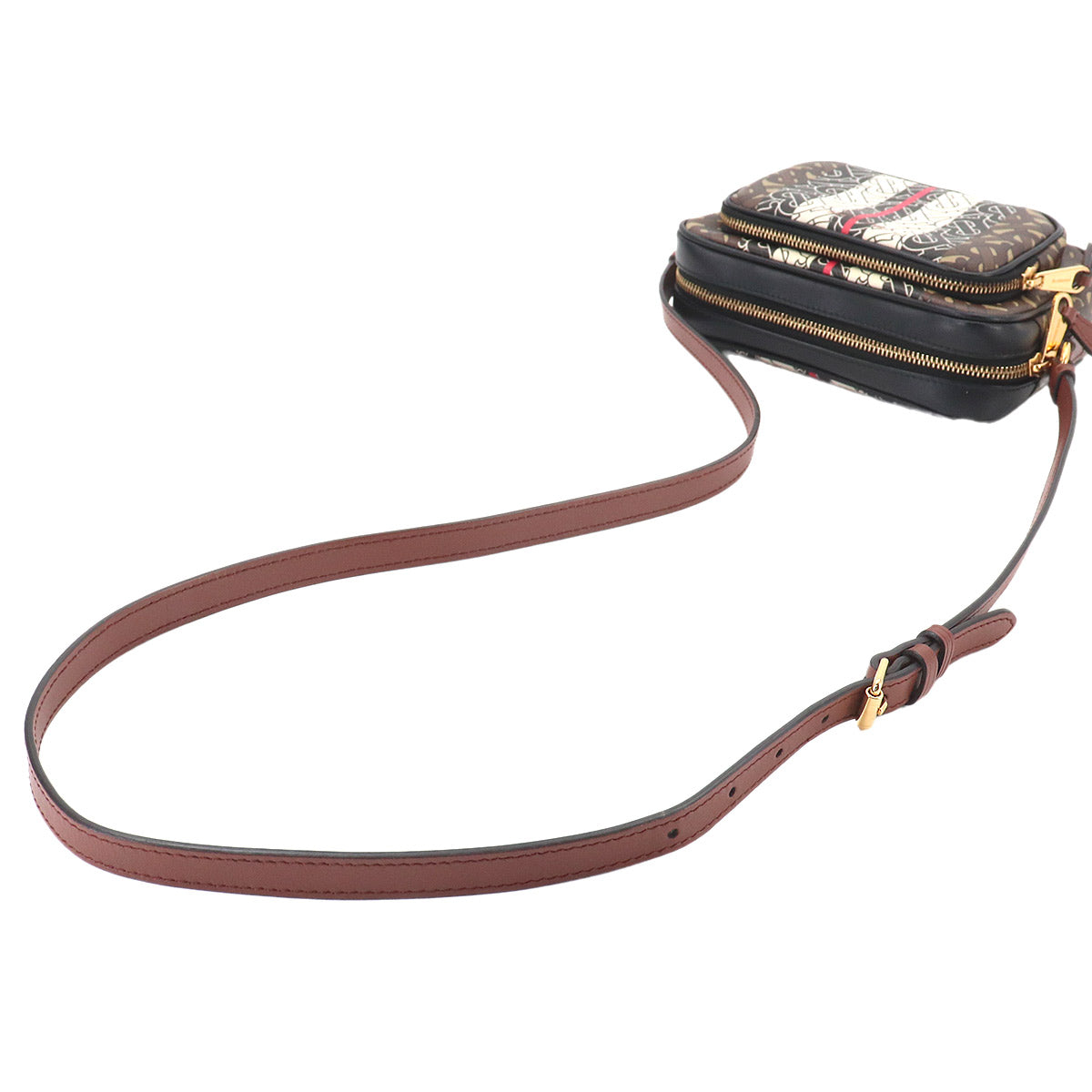 TB Monogram Stripe Camera Shoulder Bag PVC Leather 8021485