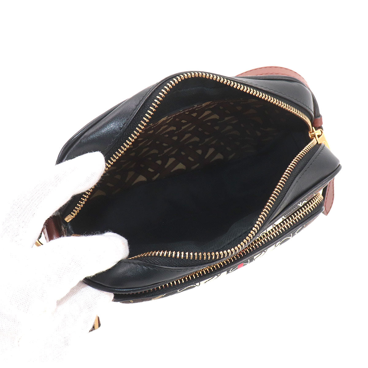 TB Monogram Stripe Camera Shoulder Bag PVC Leather 8021485