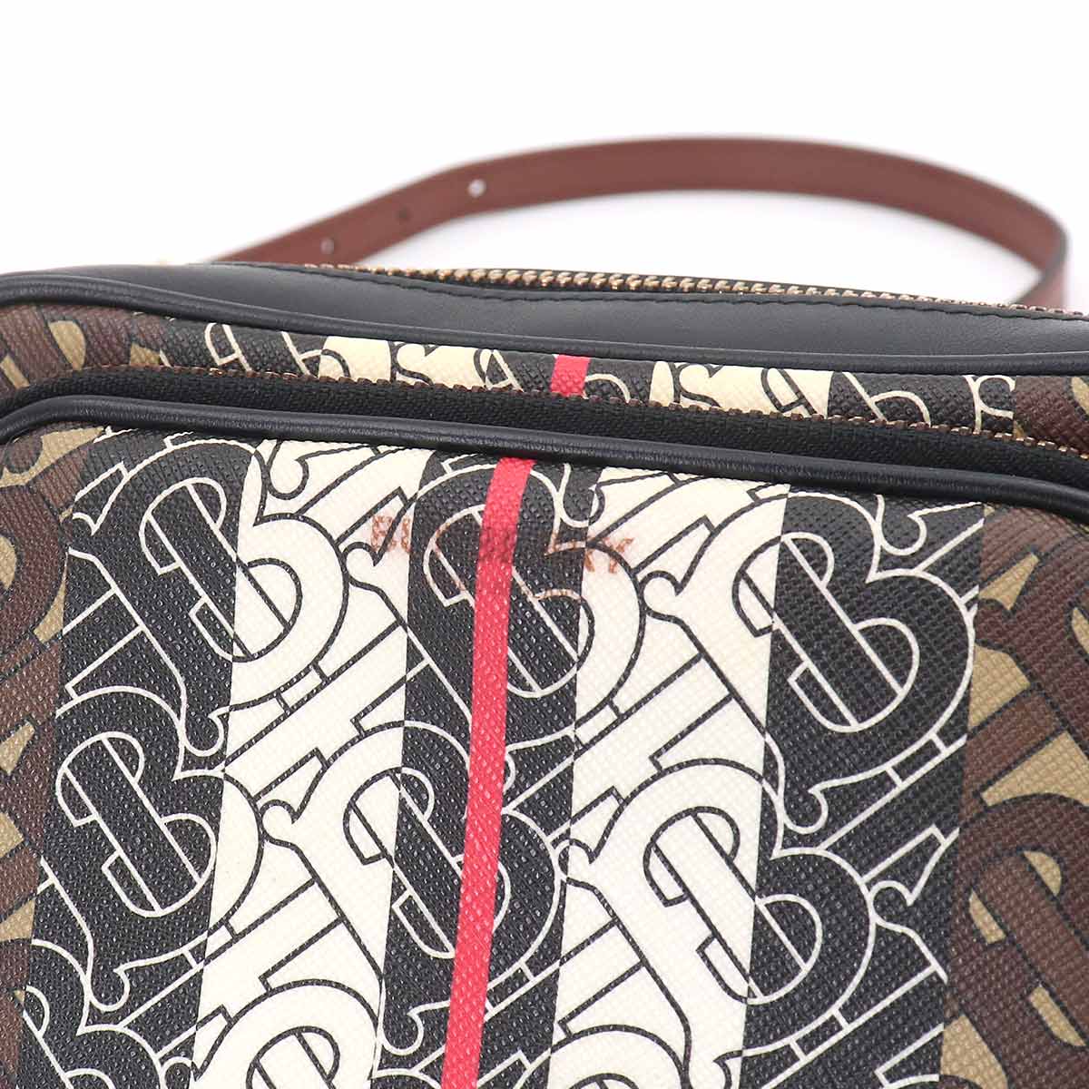 TB Monogram Stripe Camera Shoulder Bag PVC Leather 8021485