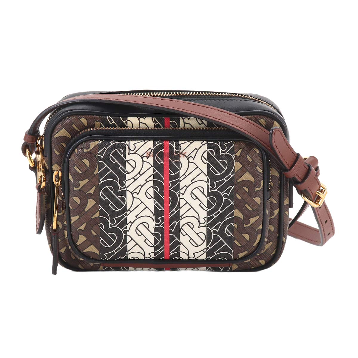 TB Monogram Stripe Camera Shoulder Bag PVC Leather 8021485