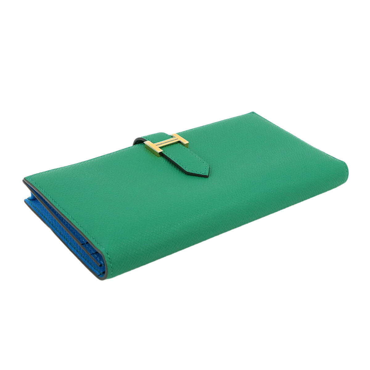 Bearn Soufflet Verso Long Wallet Epsom Vert Jade Bleu Zanzibar