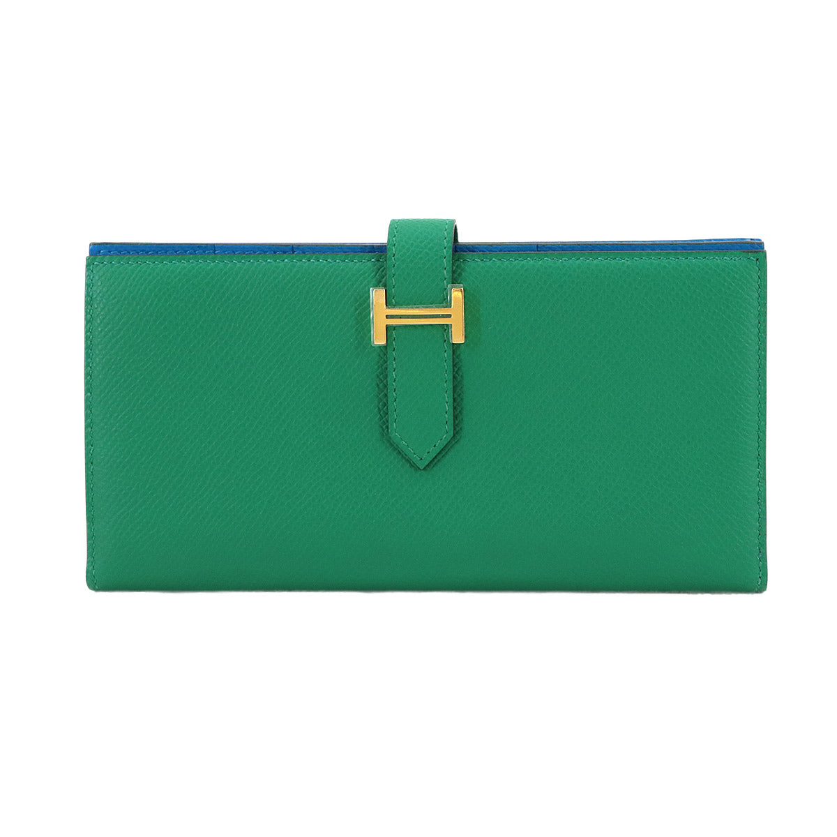 Bearn Soufflet Verso Long Wallet Epsom Vert Jade Bleu Zanzibar