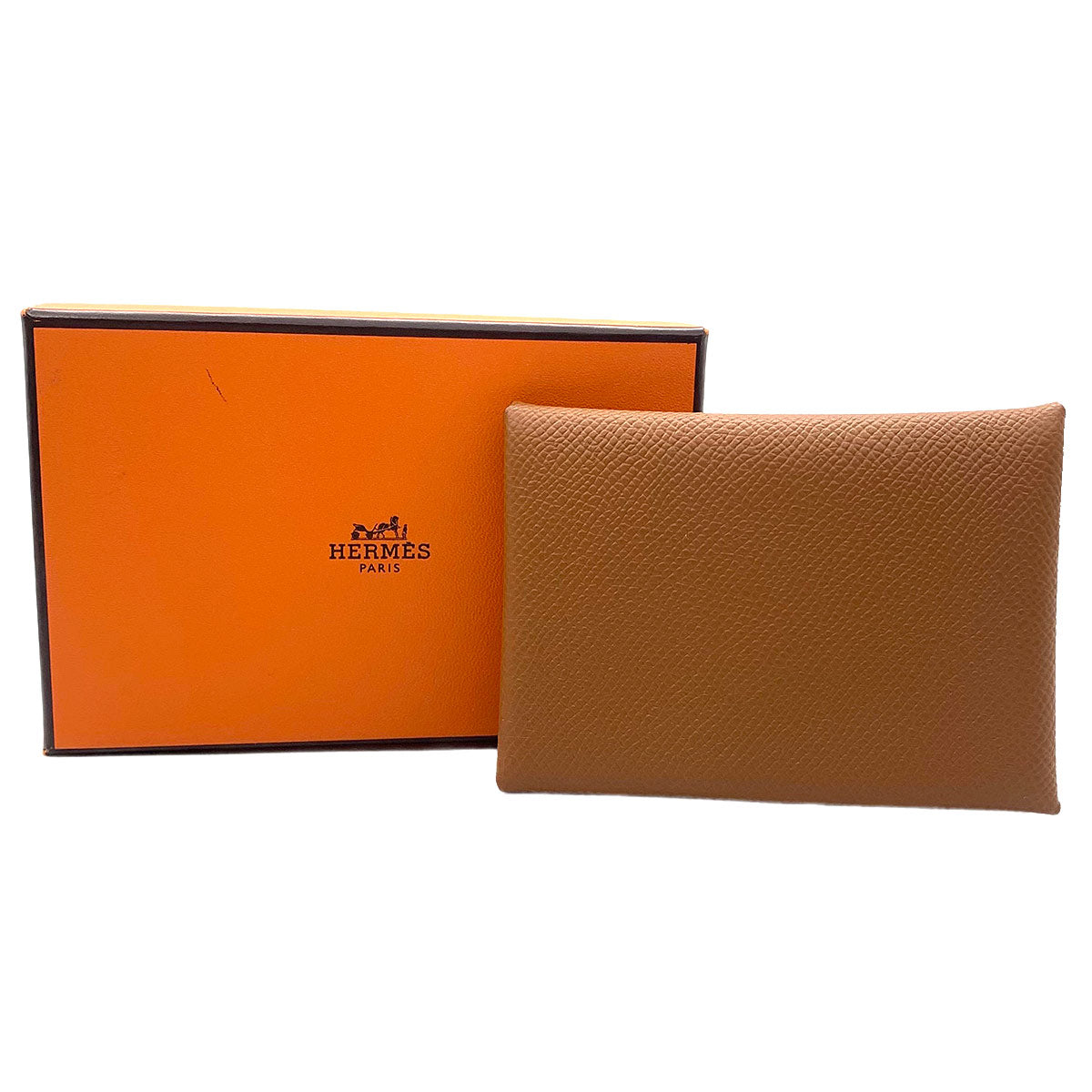 Calvi Duo Card Case Epsom Gold Brown Purse