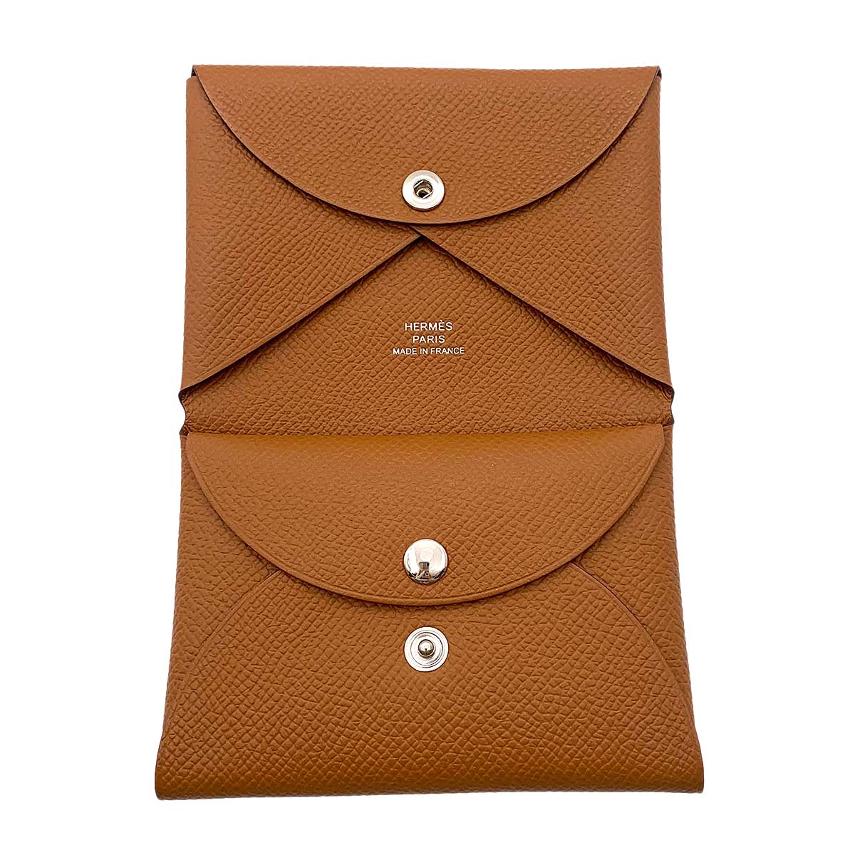 Calvi Duo Card Case Epsom Gold Brown Purse