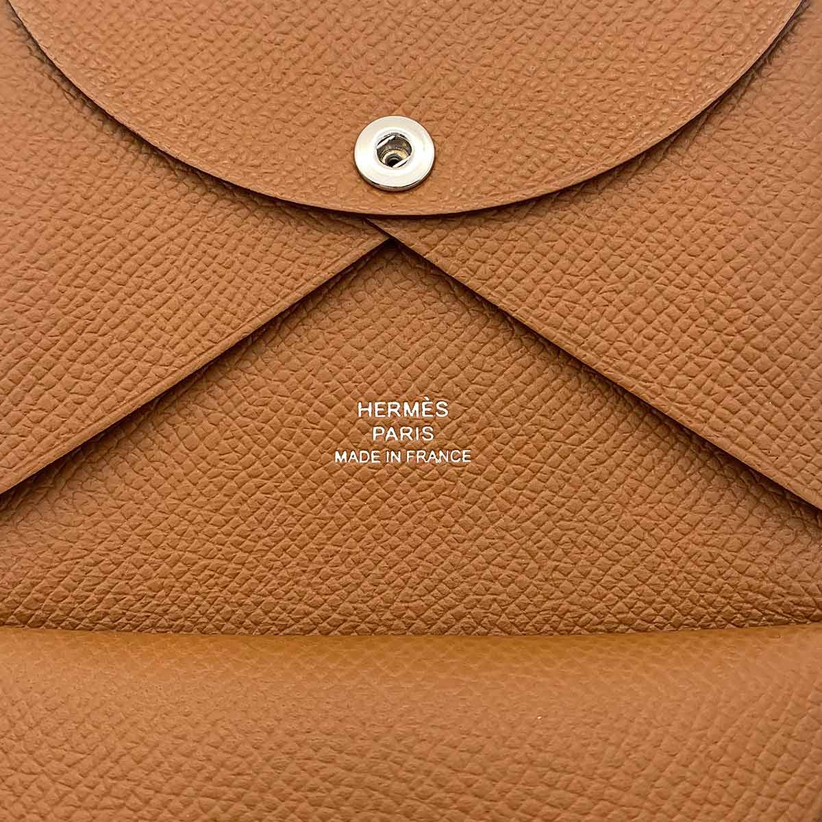 Calvi Duo Card Case Epsom Gold Brown Purse