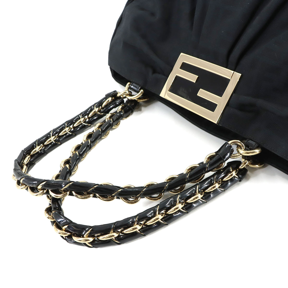 Zucca Mia Chain Tote Bag Canvas Enamel Black 8BR616 Purse