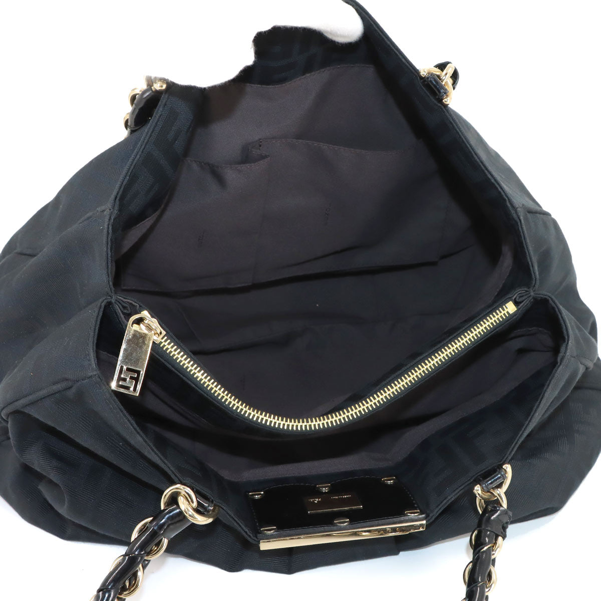 Zucca Mia Chain Tote Bag Canvas Enamel Black 8BR616 Purse