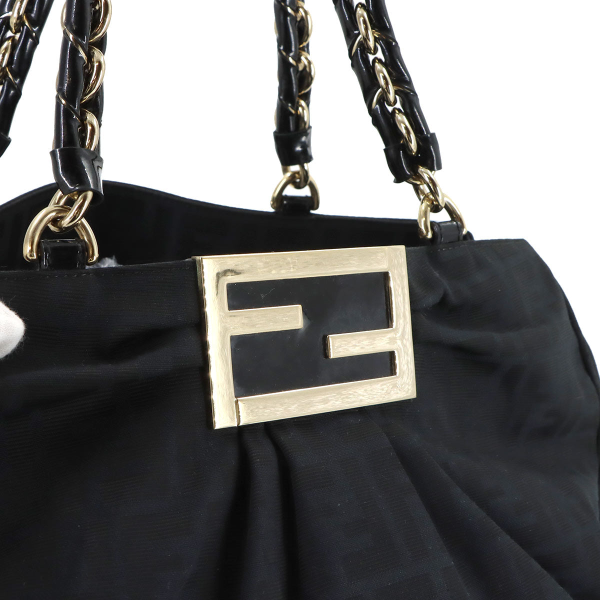 Zucca Mia Chain Tote Bag Canvas Enamel Black 8BR616 Purse