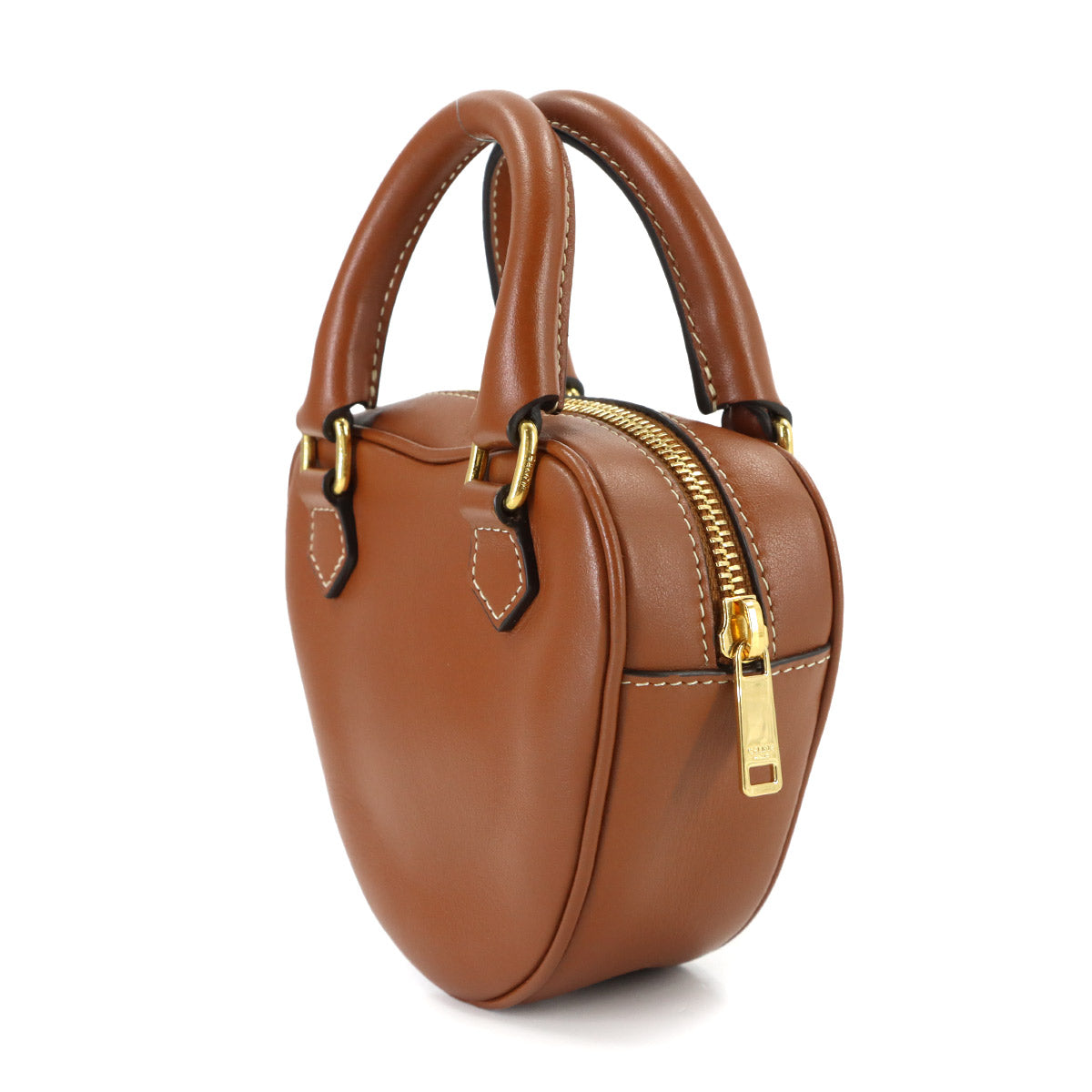 Medium Heart 2way Hand Shoulder Bag Leather Tan 198223 Brown