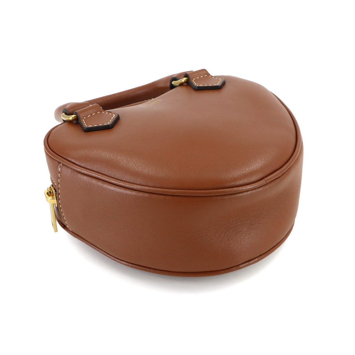 Medium Heart 2way Hand Shoulder Bag Leather Tan 198223 Brown