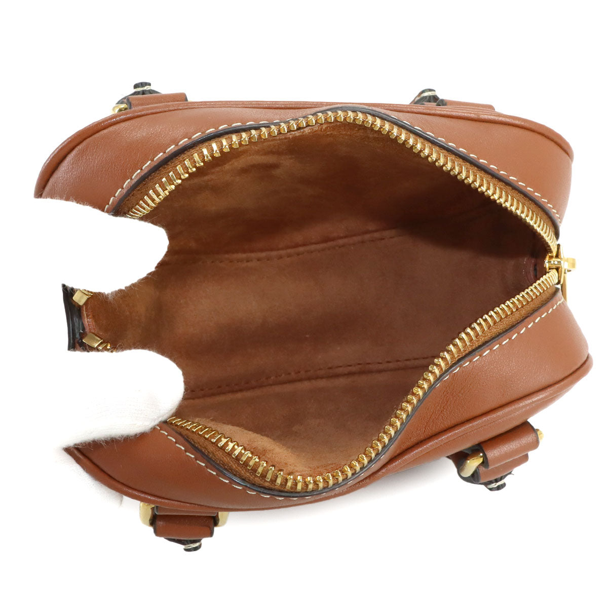 Medium Heart 2way Hand Shoulder Bag Leather Tan 198223 Brown