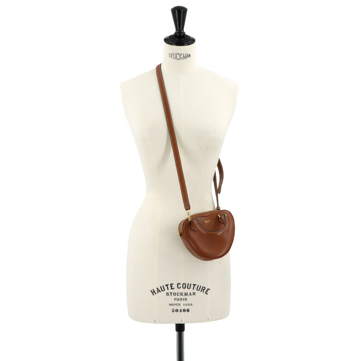 Medium Heart 2way Hand Shoulder Bag Leather Tan 198223 Brown