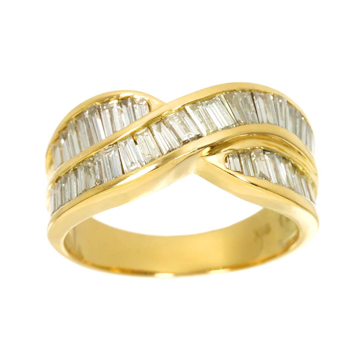 Diamond 1.00ct Ring 18K YG Yellow Gold 750 Size6(US)