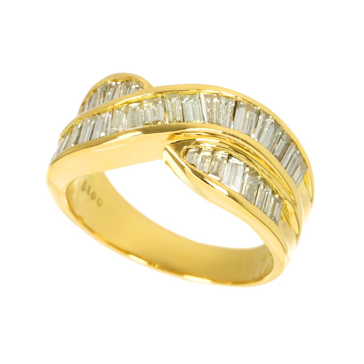 Diamond 1.00ct Ring 18K YG Yellow Gold 750 Size6(US)