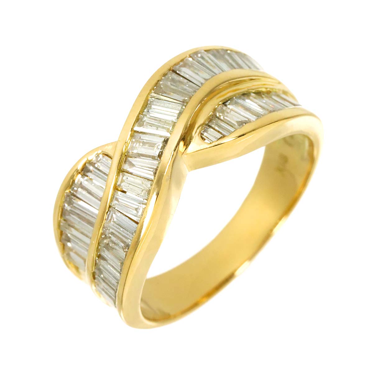 Diamond 1.00ct Ring 18K YG Yellow Gold 750 Size6(US)