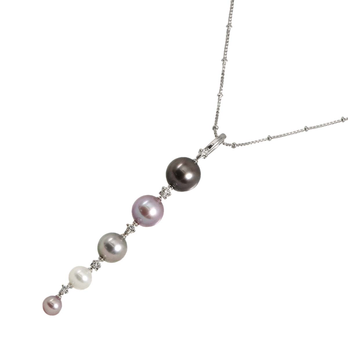South Sea pearl 9.2-5.1mm Diamond 0.10ct Pearl Necklace 18K WG 750