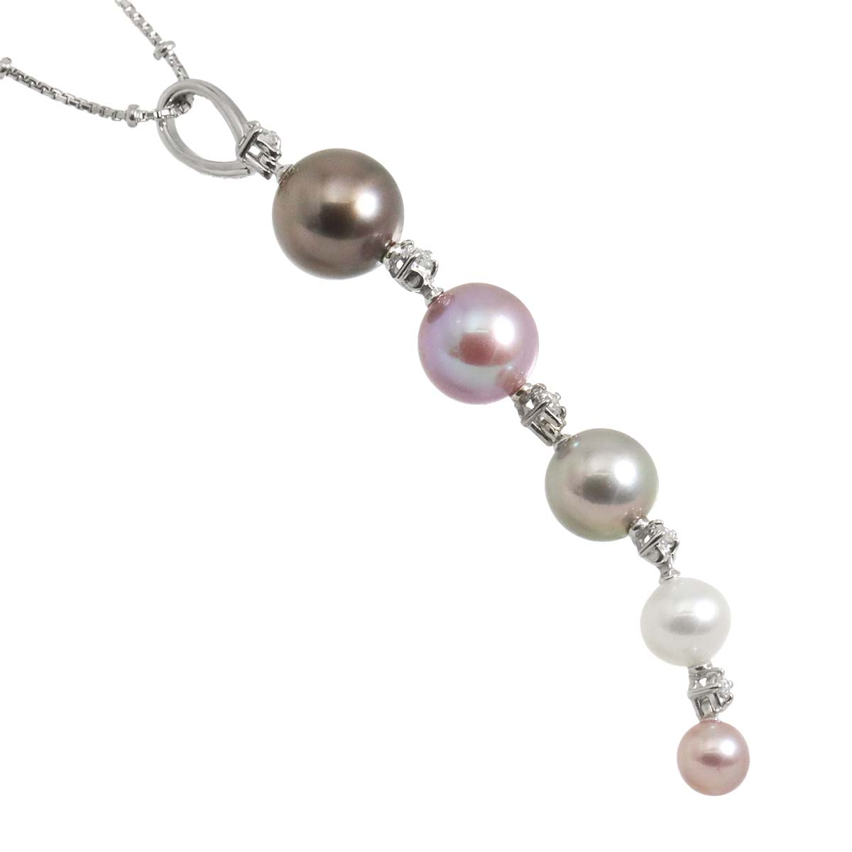South Sea pearl 9.2-5.1mm Diamond 0.10ct Pearl Necklace 18K WG 750