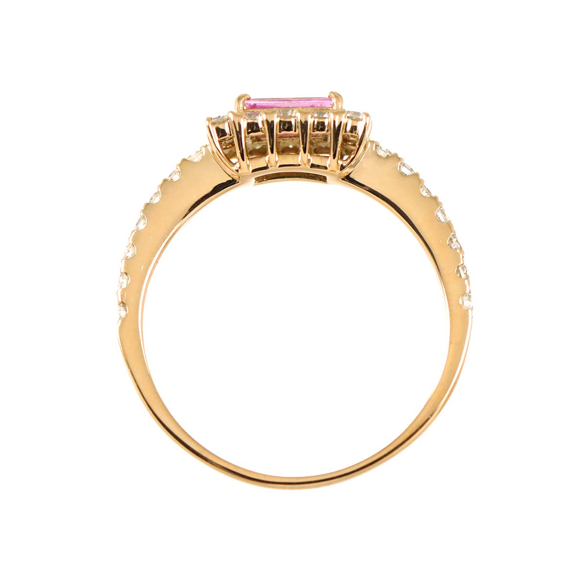 Sapphire 0.25ct Diamond 0.44ct Ring 18K PG Pink Gold 750 Size6(US)
