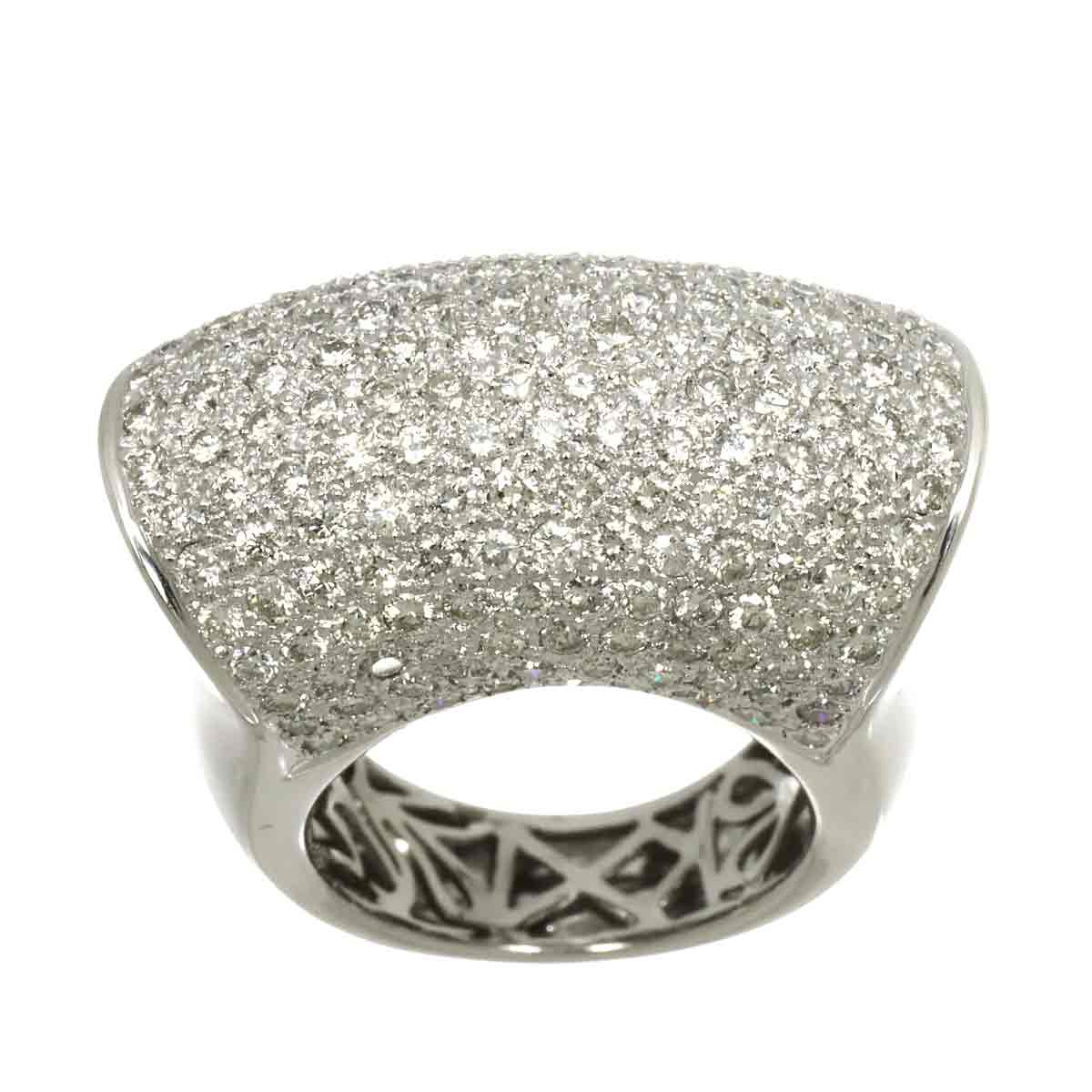 Diamond 4.305ct Ring 18K K18 WG White Gold size7.25-7.5(US)
