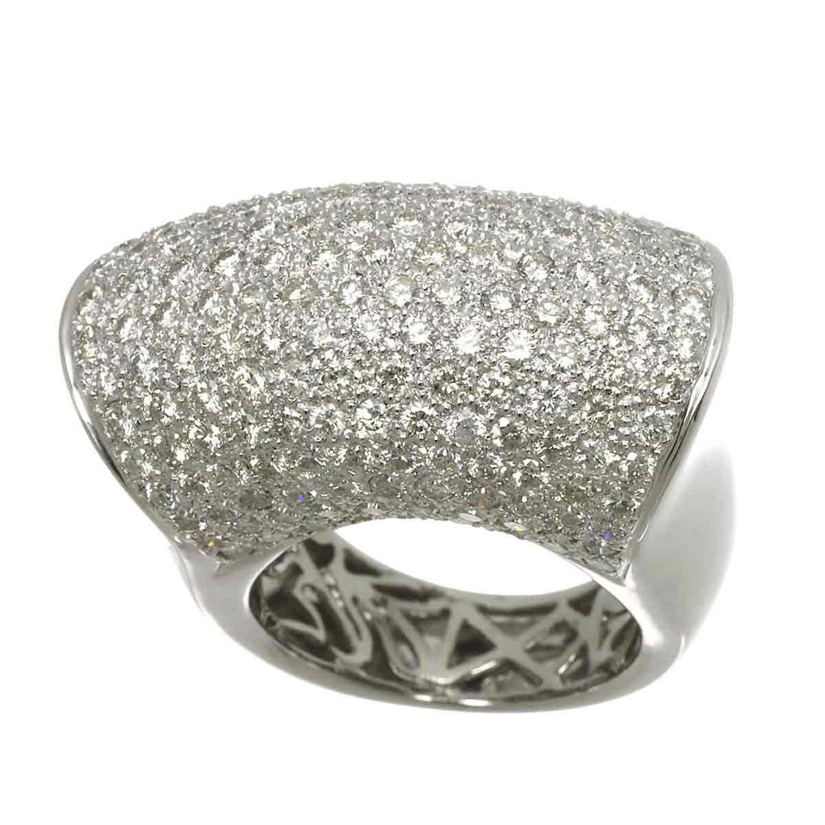 Diamond 4.305ct Ring 18K K18 WG White Gold size7.25-7.5(US)