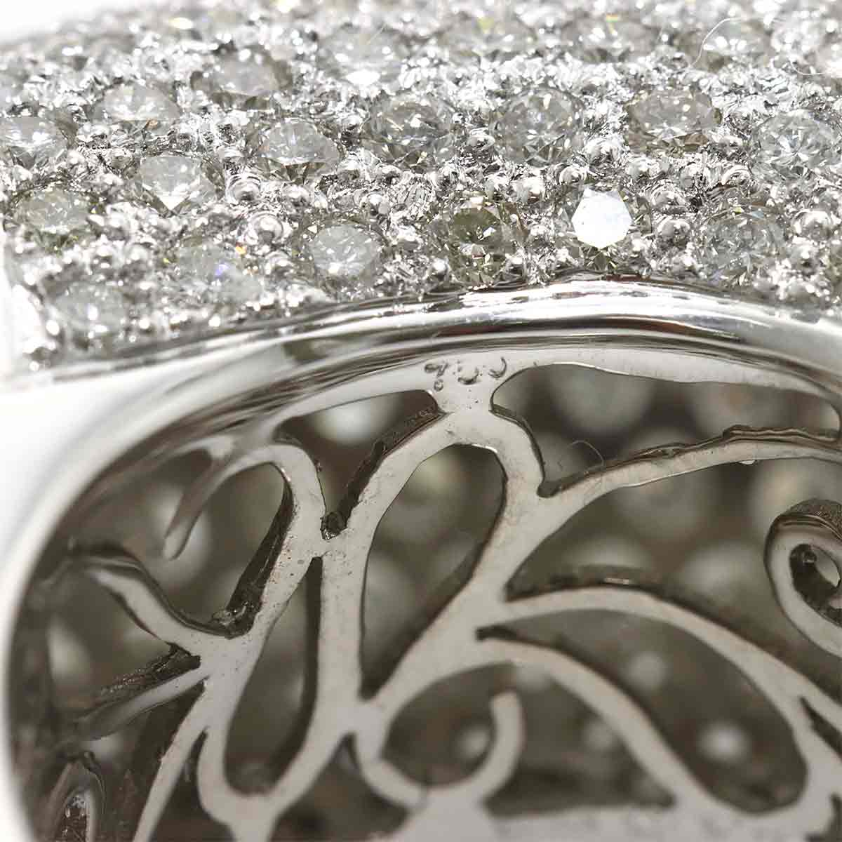 Diamond 4.305ct Ring 18K K18 WG White Gold size7.25-7.5(US)