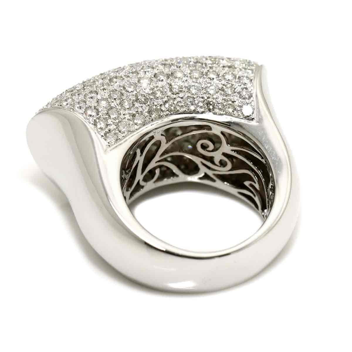 Diamond 4.305ct Ring 18K K18 WG White Gold size7.25-7.5(US)