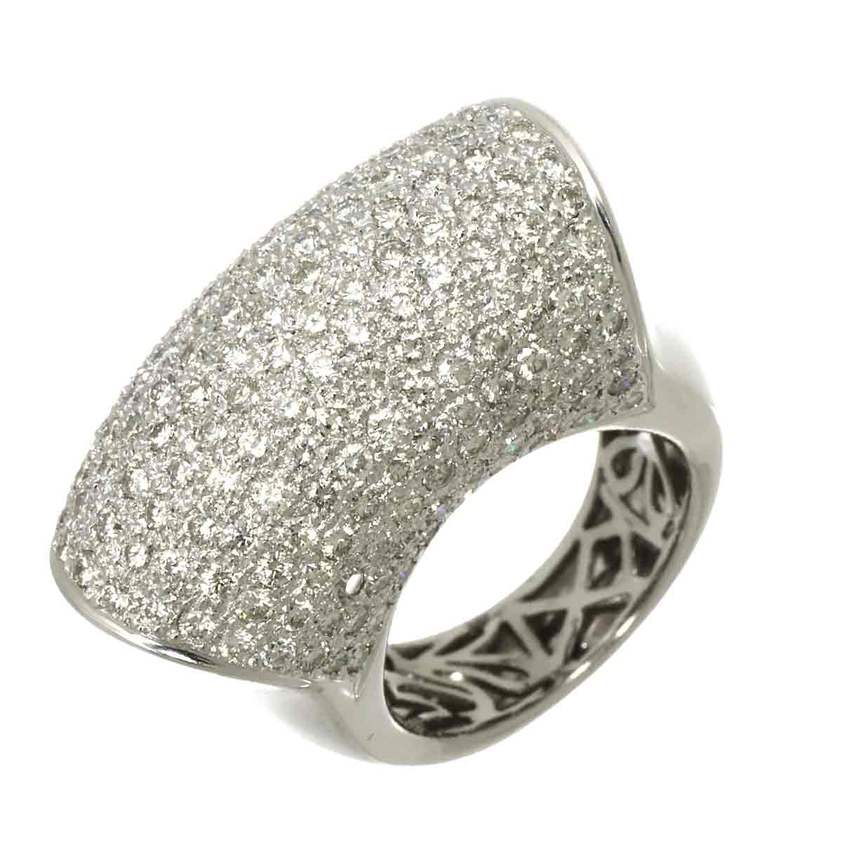 Diamond 4.305ct Ring 18K K18 WG White Gold size7.25-7.5(US)
